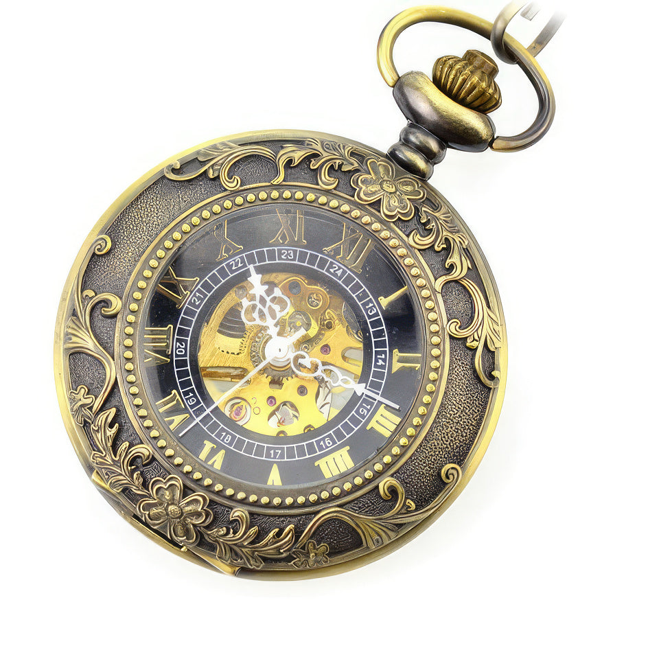 Steampunk-Taschenuhr mit Klappdeckel Wolf 