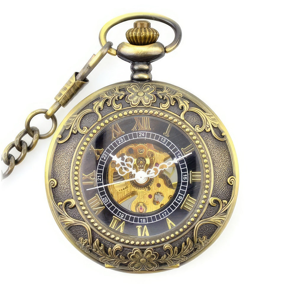 Steampunk-Taschenuhr mit Klappdeckel Wolf 