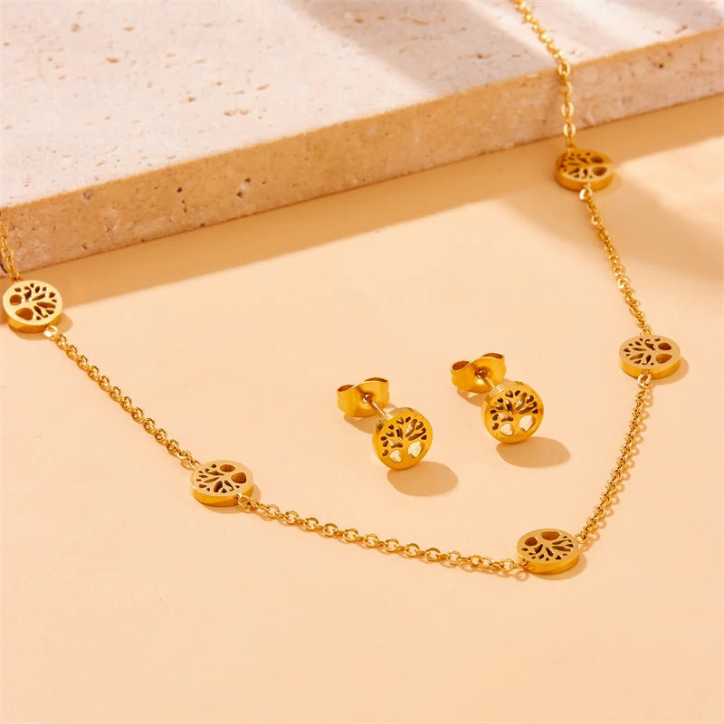 Schmuckset Baum des Lebens Halskette, Armband und Ohrringe