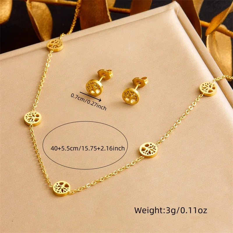 Schmuckset Baum des Lebens Halskette, Armband und Ohrringe