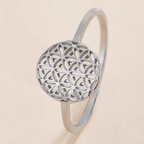 Kleiner Lebensblume-Ring für Damen Silber