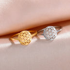 Kleiner Lebensblume-Ring für Damen Gold