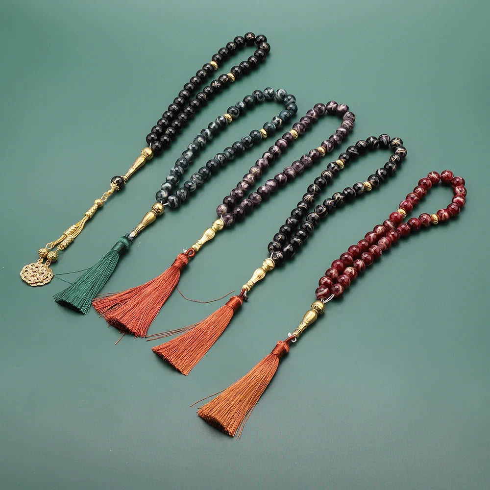 Tasbih Lang 33 schwarze Perlen - muslimische Gebetskette