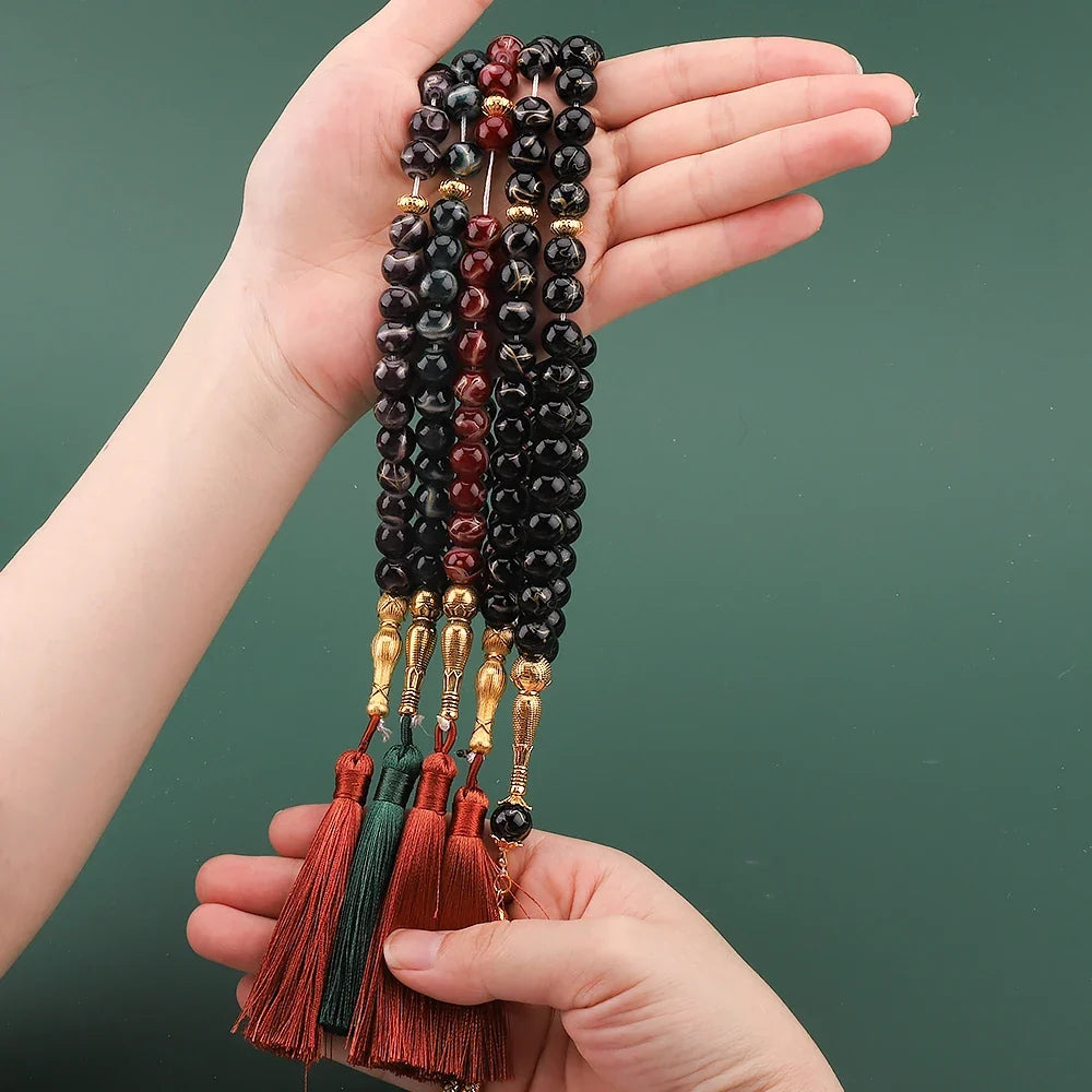 Tasbih Lang 33 schwarze Perlen - muslimische Gebetskette