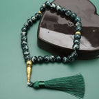 Tasbih Lang 33 schwarze Perlen - muslimische Gebetskette grün