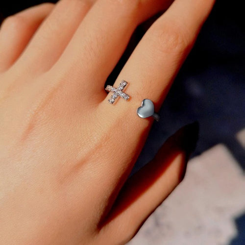 Ring mit Kreuz für Damen Gold & Silber