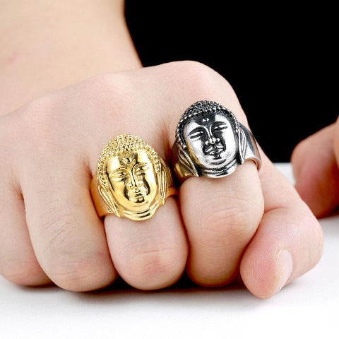 Buddha-Ring Silber Gold