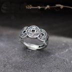 Tibetischer buddhistischer Ring für Herren und Damen, Siegelring, Silber