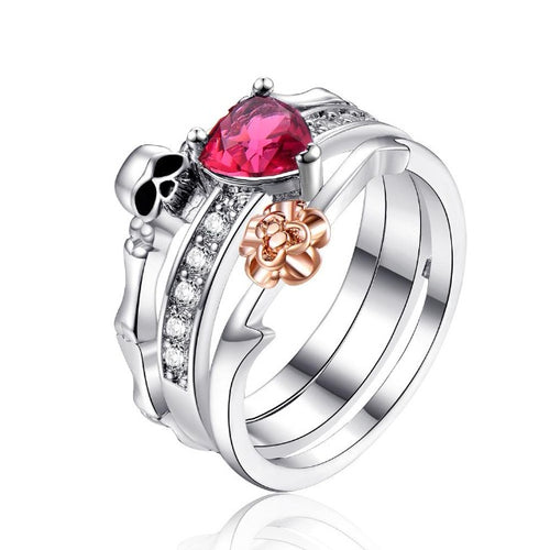Silber Damen Totenkopf-Ring