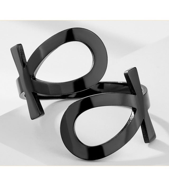 Ägyptischer Ankh-Kreuzring Siegelring Antikes Ägypten Schwarz