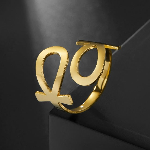 Ägyptischer Ankh-Kreuzring Siegelring Antikes Ägypten Gold