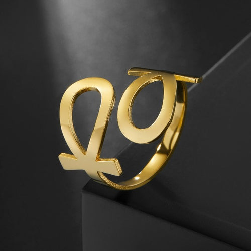 Ägyptischer Ankh-Kreuzring Siegelring Antikes Ägypten Gold