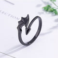 Drachenring Silber Herren Damen Schwarz