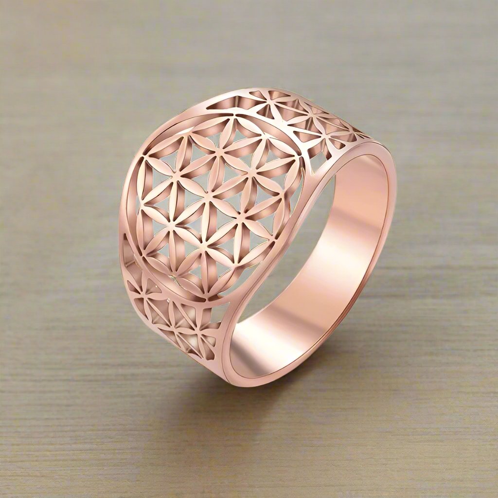 Lebensblume Ring Damen Roségold