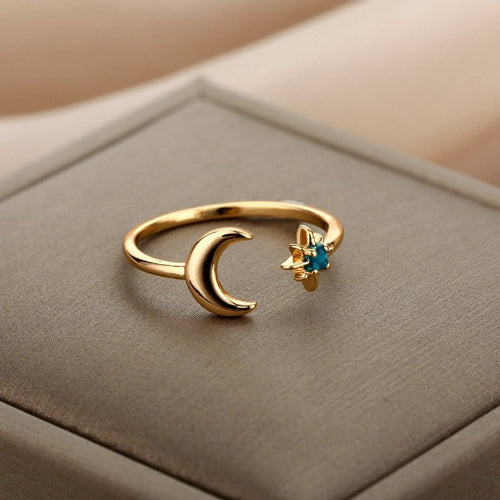 Mondring Damen Sternenring Gold