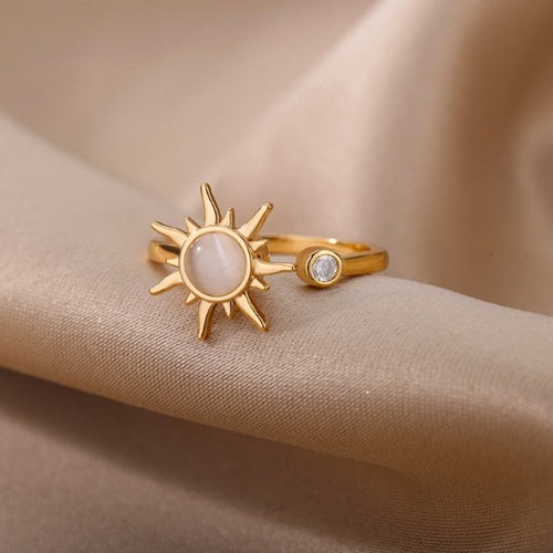 Sonnenring Damen Opalstein Sternring Gold