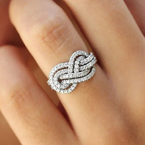 Unendlichkeitssymbol Ring Verschlungener Damenring mit Zirkonia