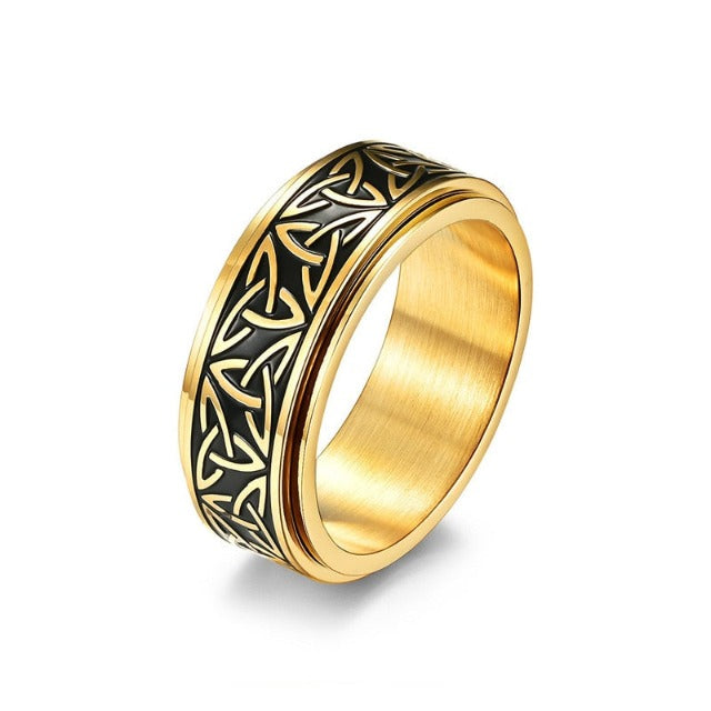 Wikinger-Ring Ragnar drehbarer goldener Ring 