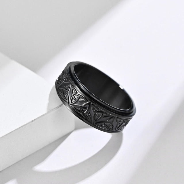 Wikinger-Ring Ragnar drehbarer schwarzer Ring
