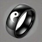 Yin Yang Ring in schwarzer Farbe 
