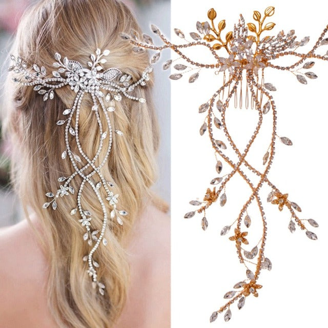 Haarspange für Hochzeit Blumen und Diamanten