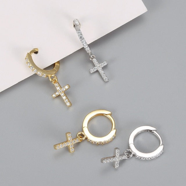 Ohrringe mit Kreuz Gold & Silber