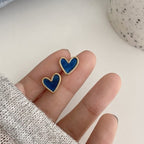 Ohrringe Herz Blau & Rose blau