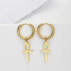 Ägyptische Ohrringe Ankh-Kreuz für Damen Gold