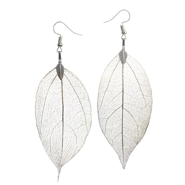 Boho-Blatt-Ohrringe Silber