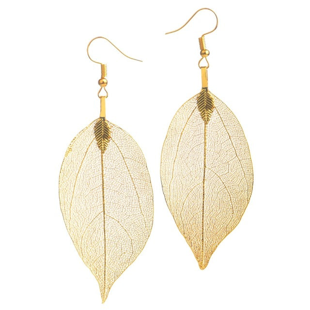 Boho-Blatt-Ohrringe Gold