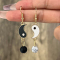 Hängende Yin Yang Ohrringe Gold & Silber gold