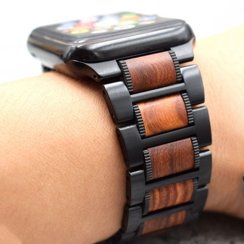 Apple Watch Armband aus Holz in Braun und Schwarz