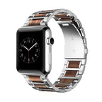 Apple Watch Armband aus Holz in Silber und Braun 