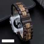 Apple Watch Armband aus Holz in Hellbraun und Schwarz