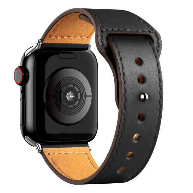 Apple Watch Armband aus schwarzem Leder