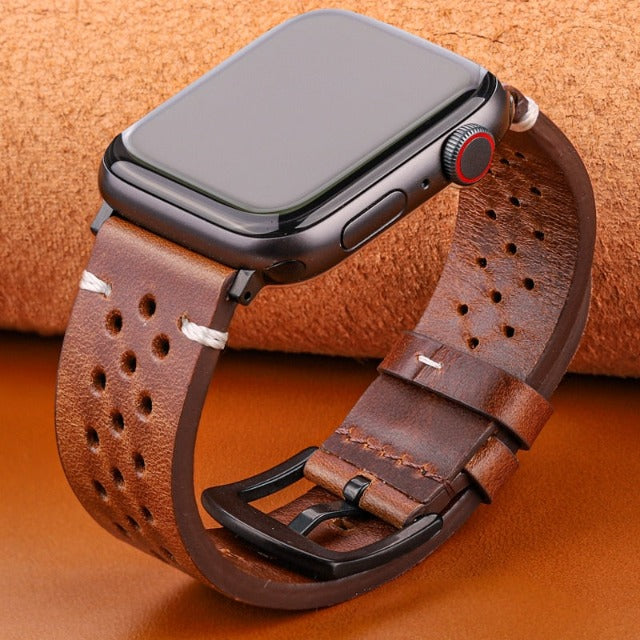 Echtes Lederarmband für die Apple Watch in Braun und Schwarz