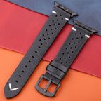 Echtes Lederarmband für die Apple Watch in Schwarz und Schwarz