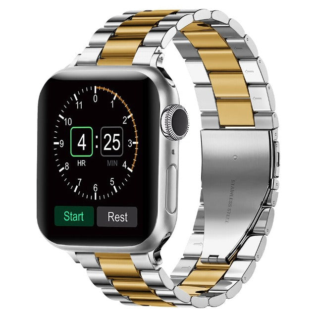 Apple Watch Armband aus silbernem und goldenem Metall