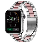 Apple Watch Armband aus silbernem und rosafarbenem Metall