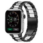 Apple Watch Armband aus schwarzem und silbernem Metall