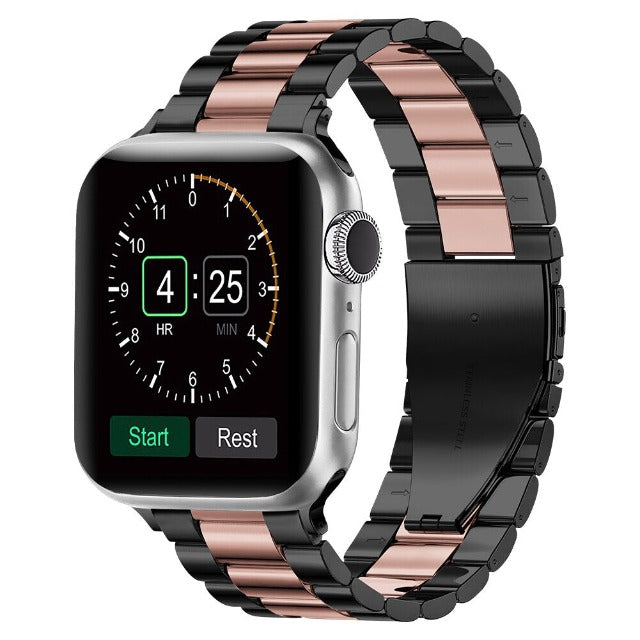Apple Watch Armband aus schwarzem und roségoldenem Metall