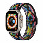 Apple Watch Armband aus gewebtem Nylon im Regenbogenmuster