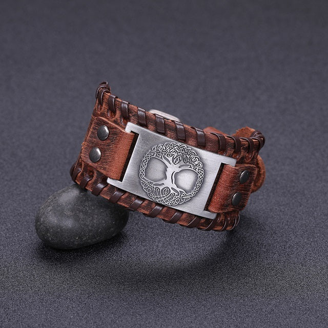 Lebensbaum Armband für Herren in Braun und Silber