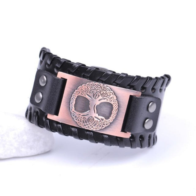 Lebensbaum-Armband für Herren in Schwarz und Kupfer