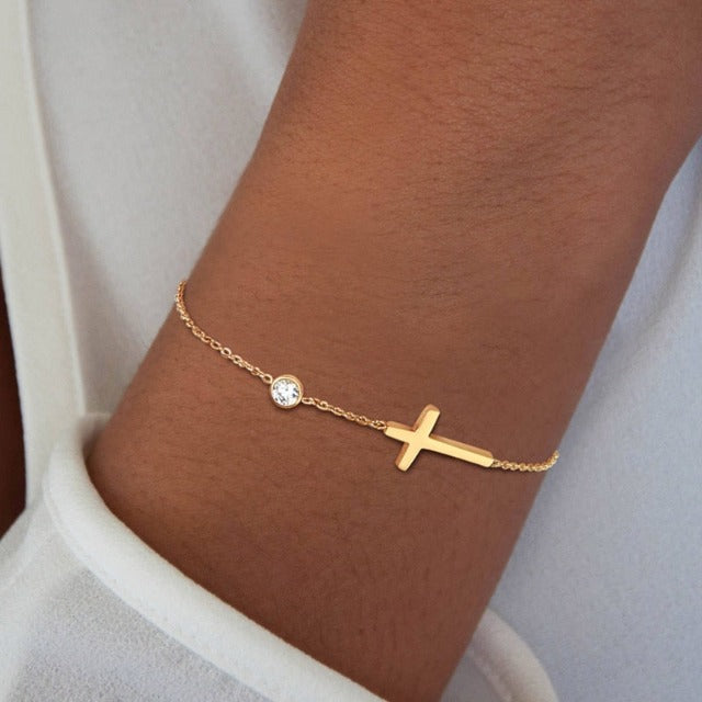 Armband mit Kreuz für Damen Gold & Silber gold