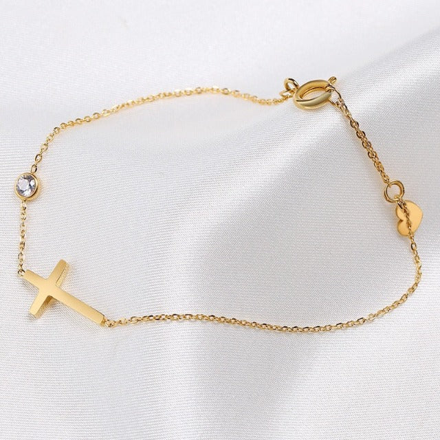 Armband mit Kreuz für Damen Gold & Silber gold