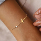 Armband mit Kreuz für Damen Gold & Silber gold