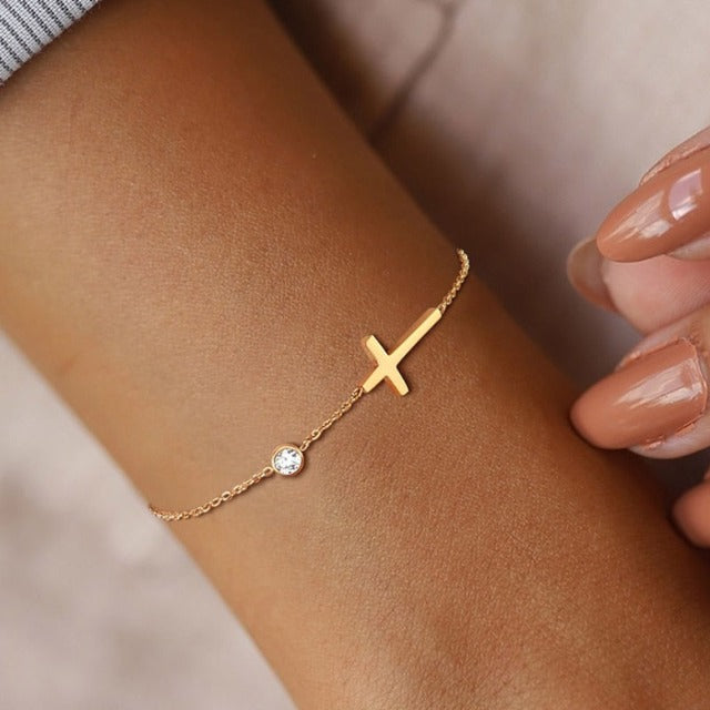 Armband mit Kreuz für Damen Gold & Silber gold