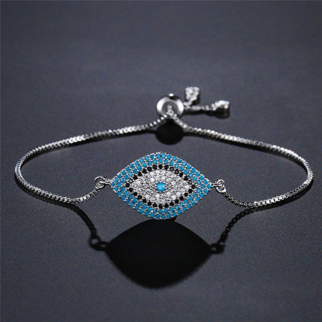 Armband gegen den bösen Blick Blau Griechisch Türkisch Matiasma Mataki Gourmette Silber 1