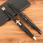 Kreuz-Lederarmband für Herren 